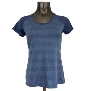 The North Face Women's Shirt Short Sleeve Scoop Neck Vented Back Purple Stripe S